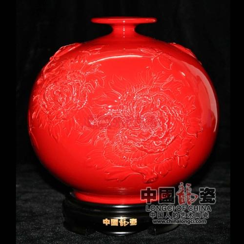 中国龙瓷 中国红花瓶瓷器德化白瓷艺术陶瓷工艺礼品摆件家居装饰办公